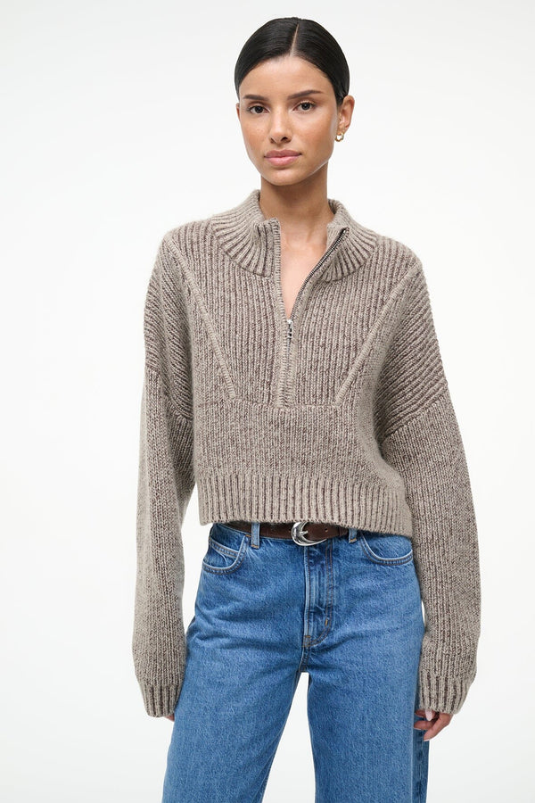 Staud Cropped Hampton Sweater Bisque