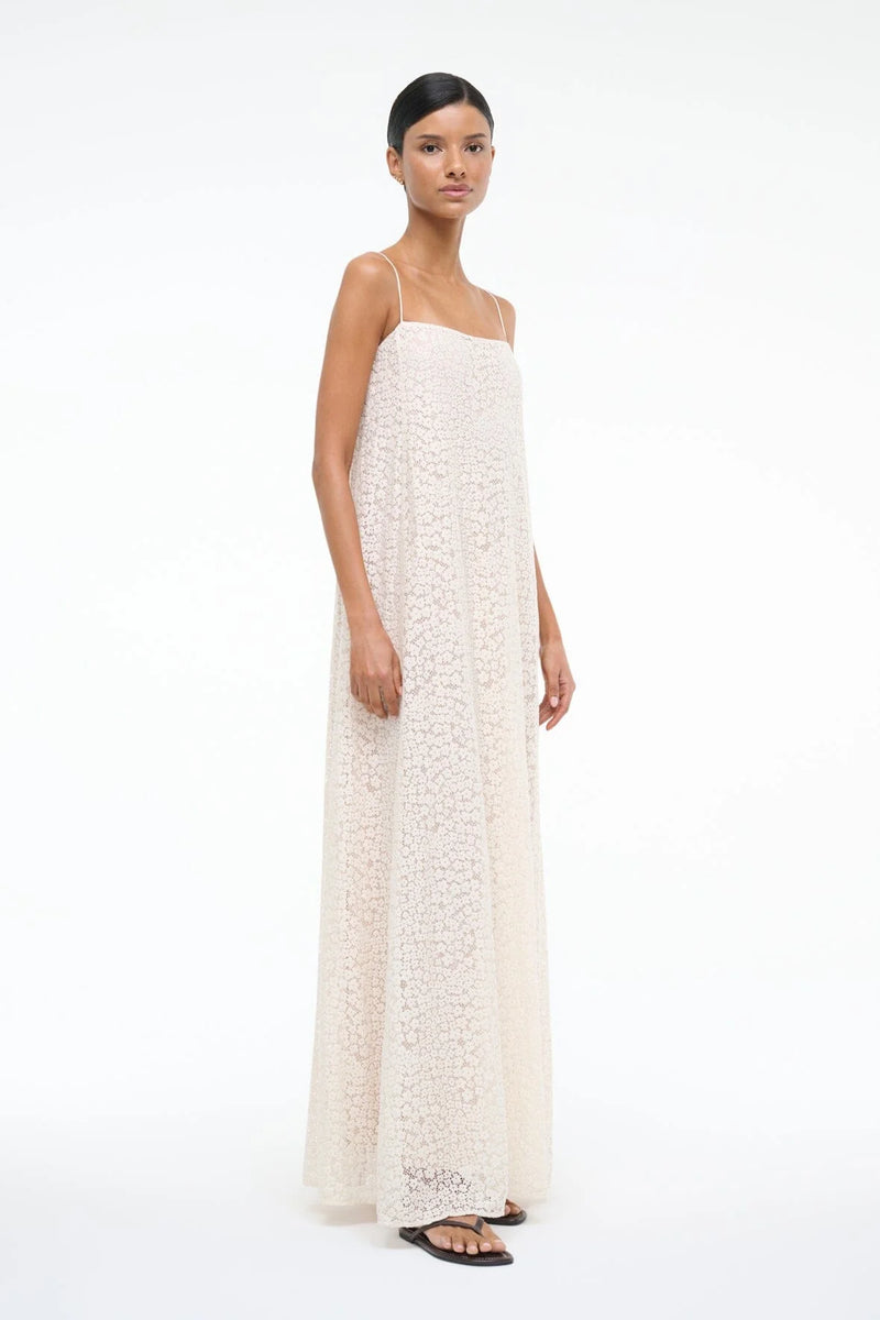 Staud Delfina Dress Tiny Bloom Ivory
