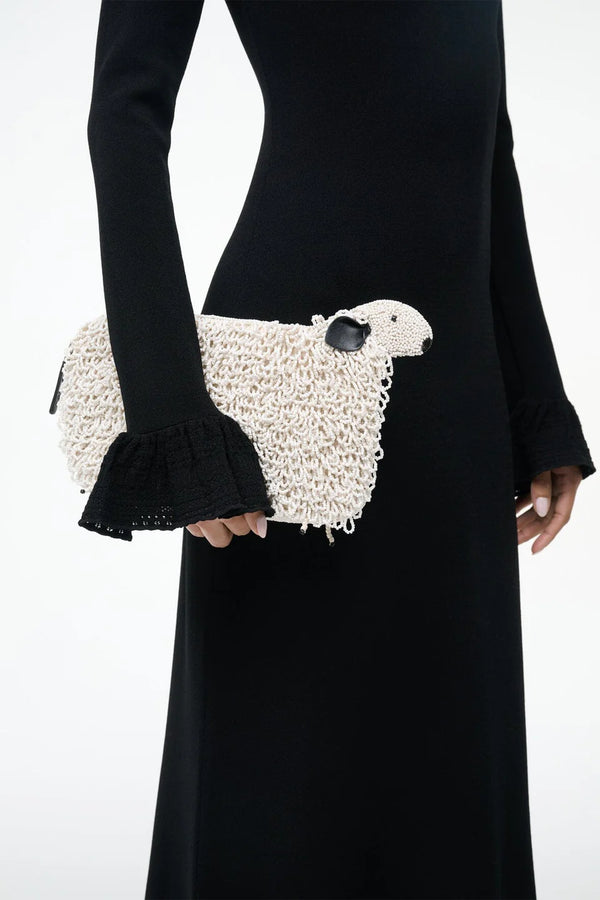 Staud Dolly Beaded Clutch Ivory