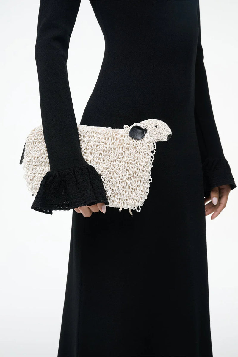 Staud Dolly Beaded Clutch Ivory
