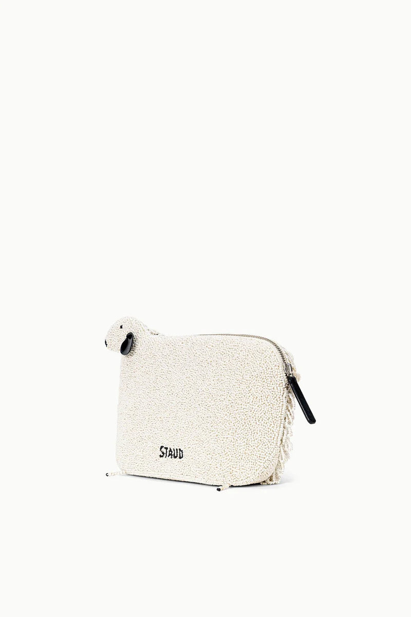 Staud Dolly Beaded Clutch Ivory
