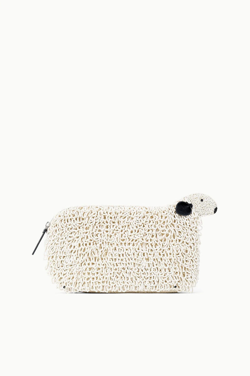 Staud Dolly Beaded Clutch Ivory