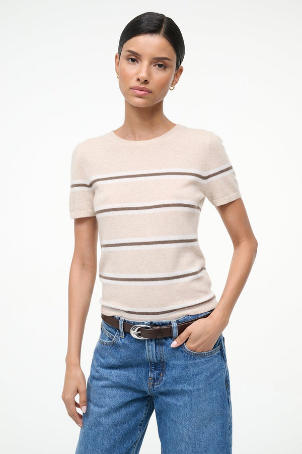 Staud  Easy Cashmere Tee Whisper Stripe