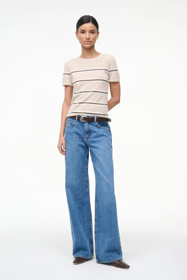 Staud  Easy Cashmere Tee Whisper Stripe