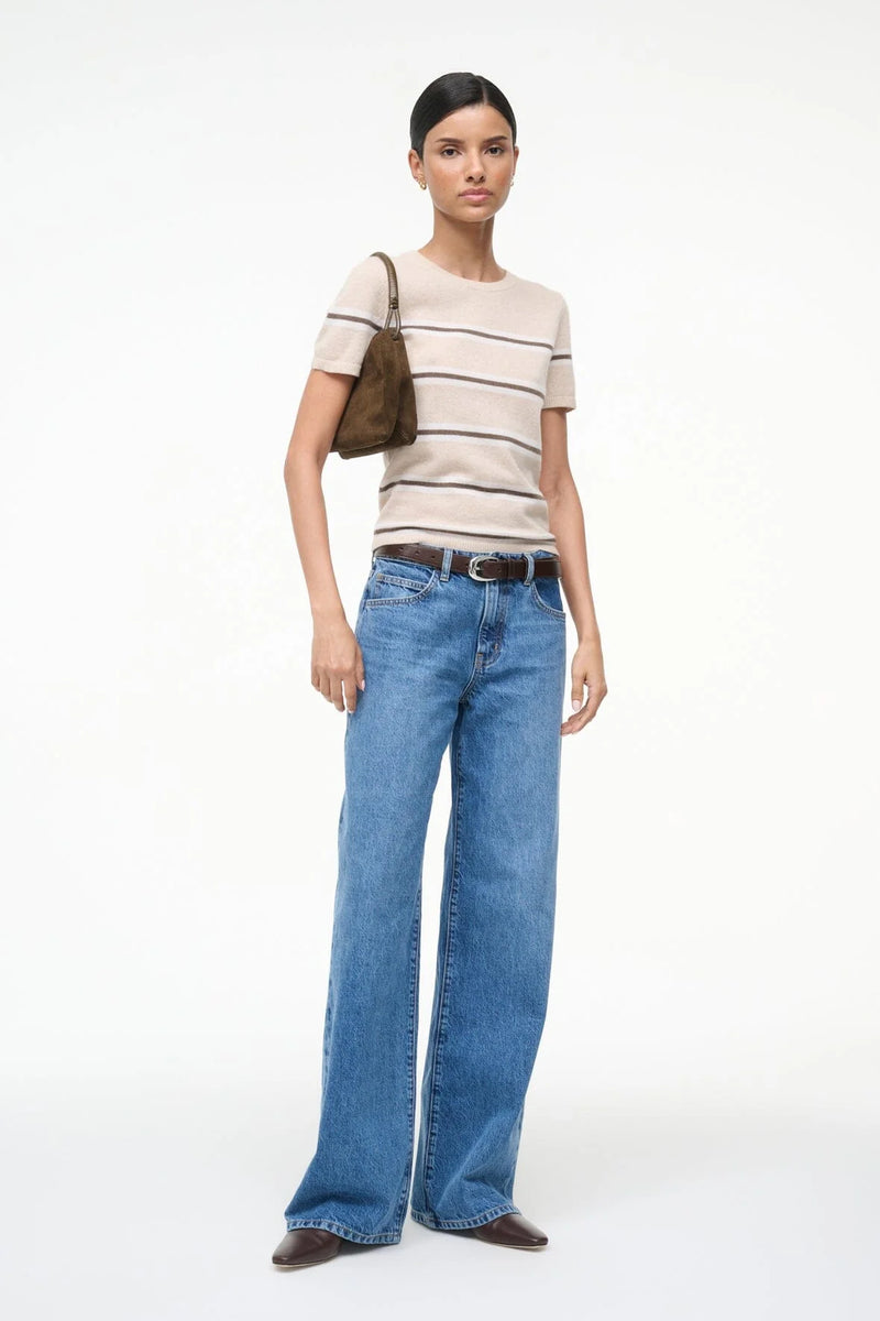 Staud  Easy Cashmere Tee Whisper Stripe