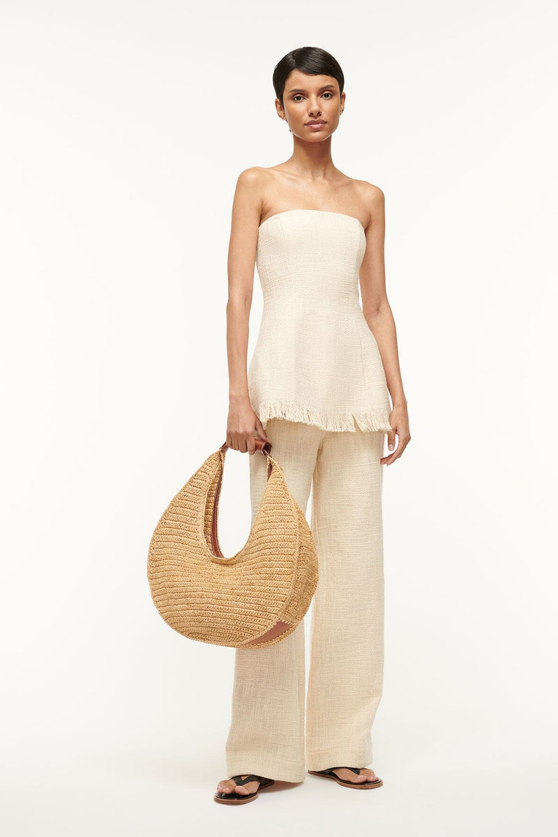 Staud Large Raffia Moon Tote Bag Natural/Tan