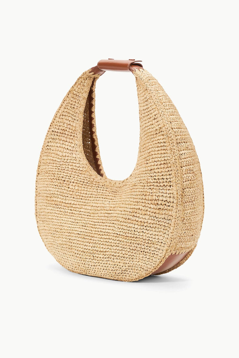 Staud Large Raffia Moon Tote Bag Natural/Tan