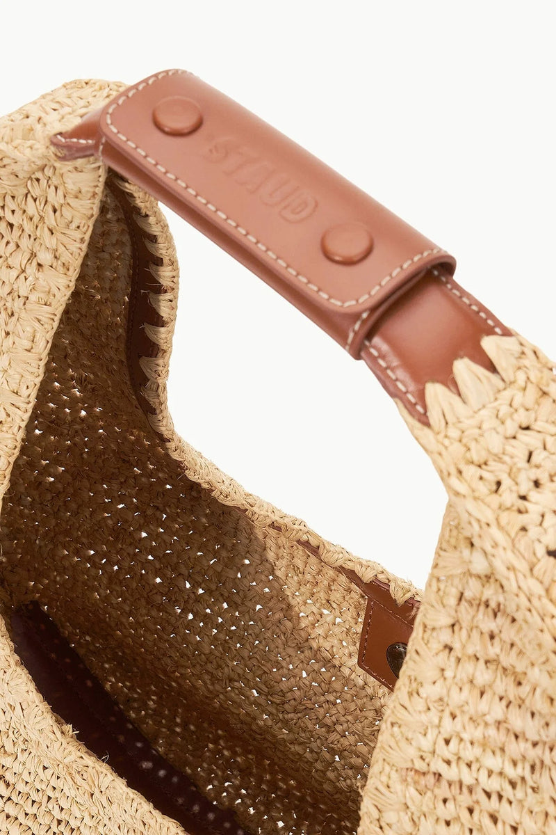 Staud Large Raffia Moon Tote Bag Natural/Tan