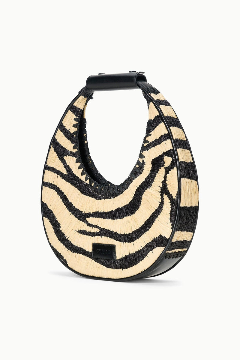Staud Moon Tote Bag Zebra Raffia