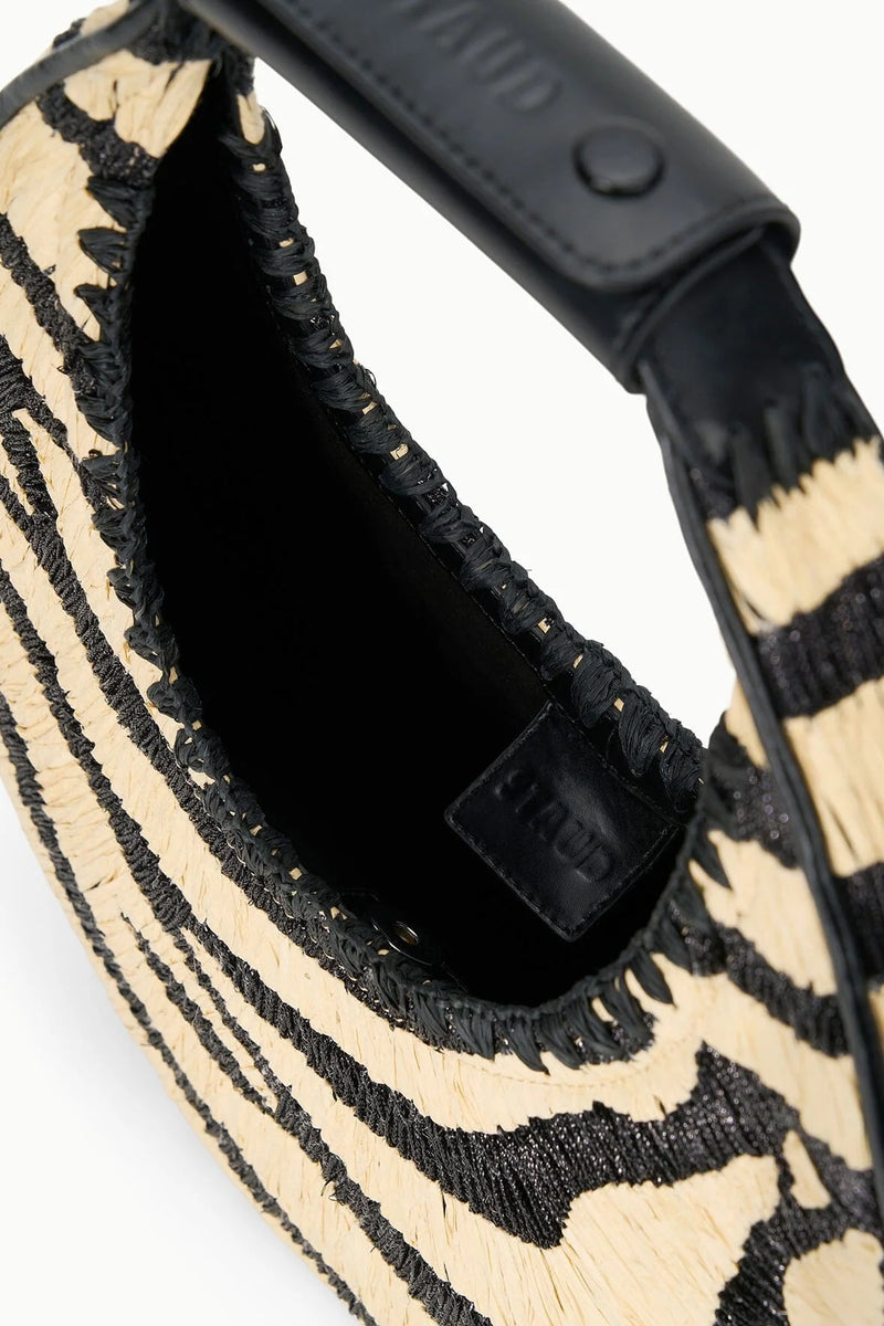 Staud Moon Tote Bag Zebra Raffia