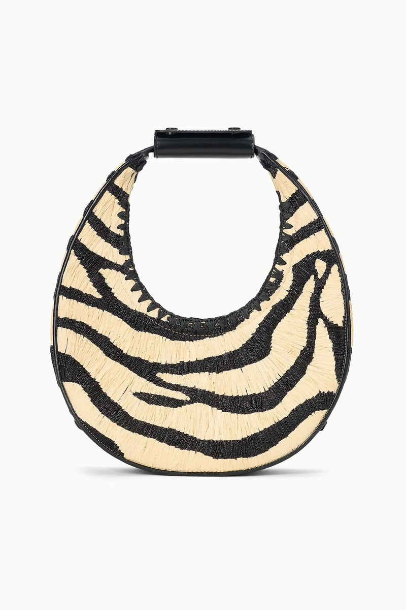 Staud Moon Tote Bag Zebra Raffia