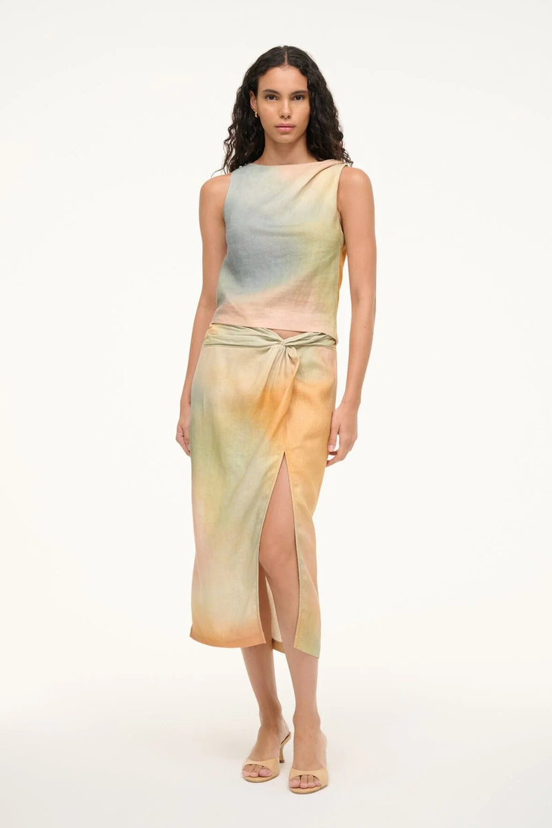 Staud Porto Linen Skirt Pastel Clouds