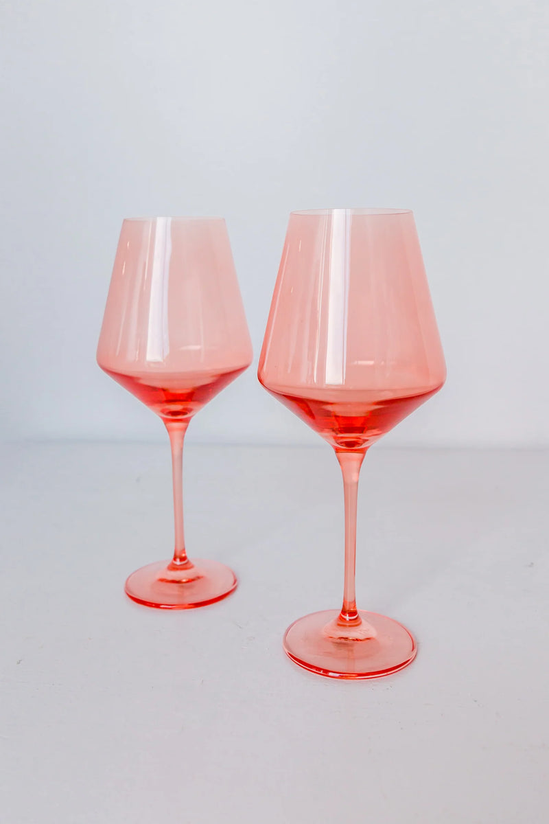 Estelle Colored Glass Wine Stemware Peach Fuzz