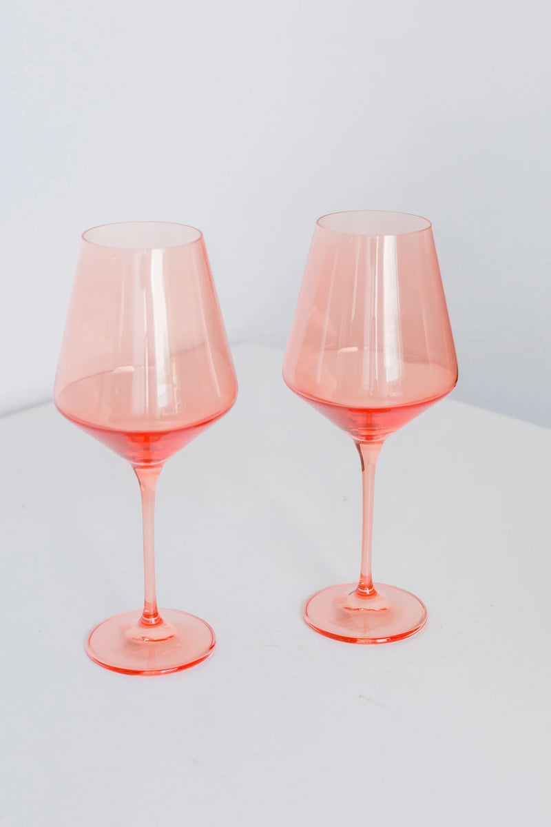 Estelle Colored Glass Wine Stemware Peach Fuzz