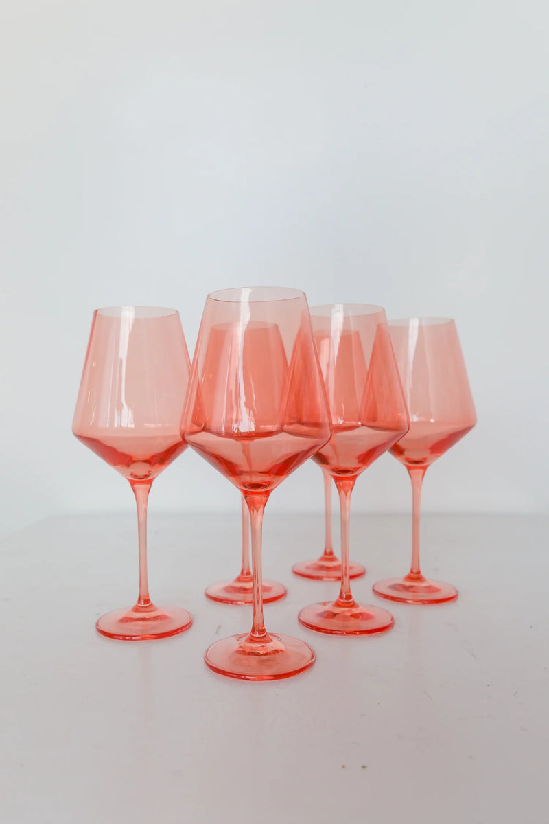 Estelle Colored Glass Wine Stemware Peach Fuzz