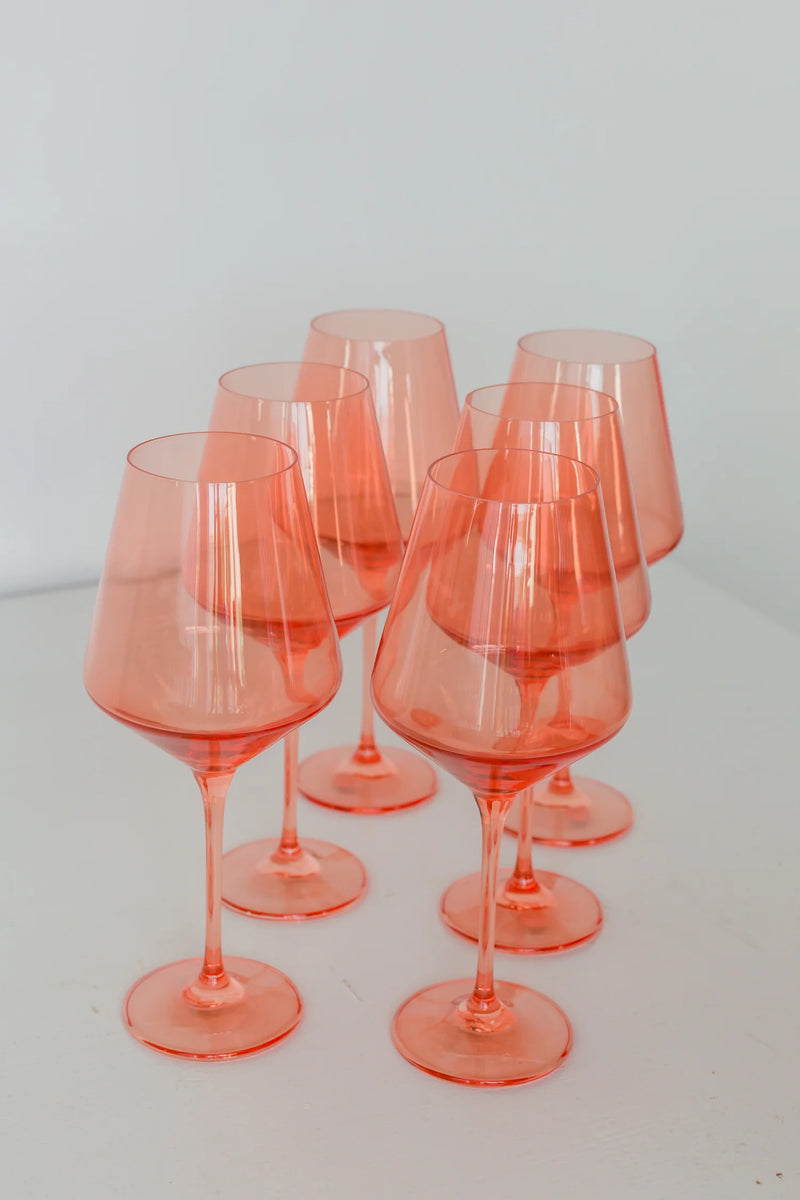 Estelle Colored Glass Wine Stemware Peach Fuzz