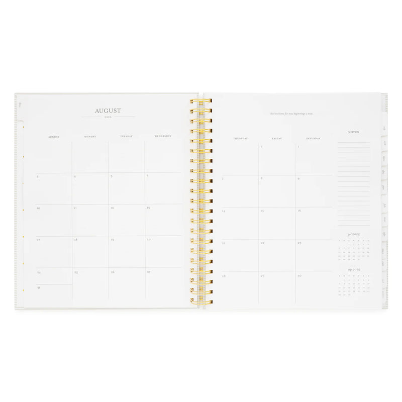 Sugar Paper 2025-2026 Large Khaki StripeWeekly Spiral Academic Planner