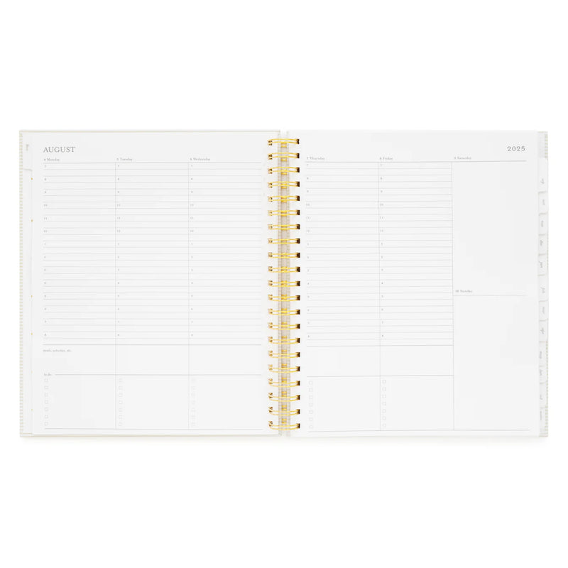 Sugar Paper 2025-2026 Large Khaki StripeWeekly Spiral Academic Planner