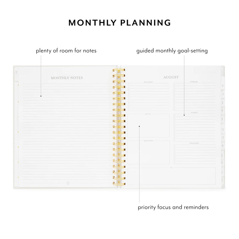 Sugar Paper 2025-2026 Large Khaki StripeWeekly Spiral Academic Planner