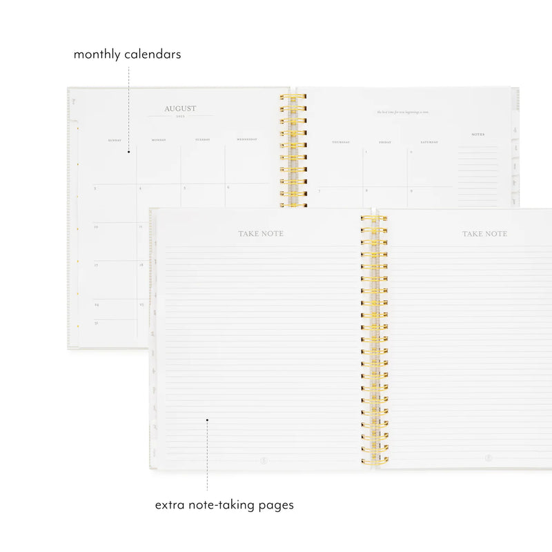 Sugar Paper 2025-2026 Large Khaki StripeWeekly Spiral Academic Planner
