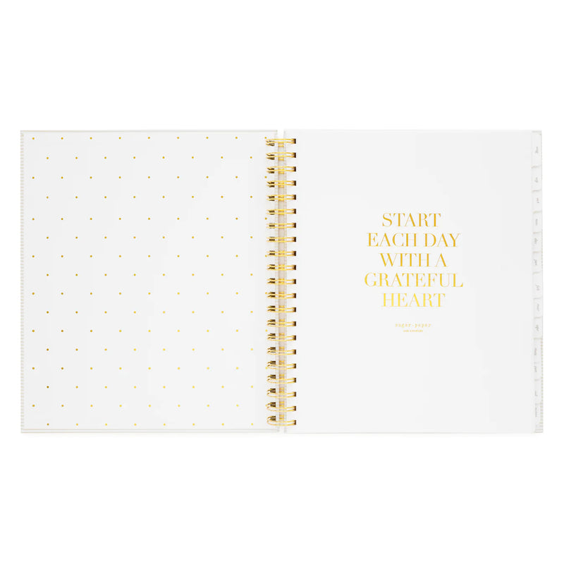 Sugar Paper 2025-2026 Large Khaki StripeWeekly Spiral Academic Planner