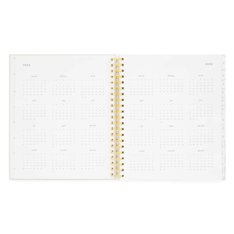 Sugar Paper 2025-2026 Large Khaki StripeWeekly Spiral Academic Planner