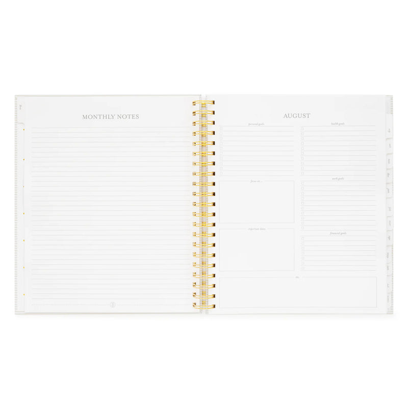 Sugar Paper 2025-2026 Large Khaki StripeWeekly Spiral Academic Planner