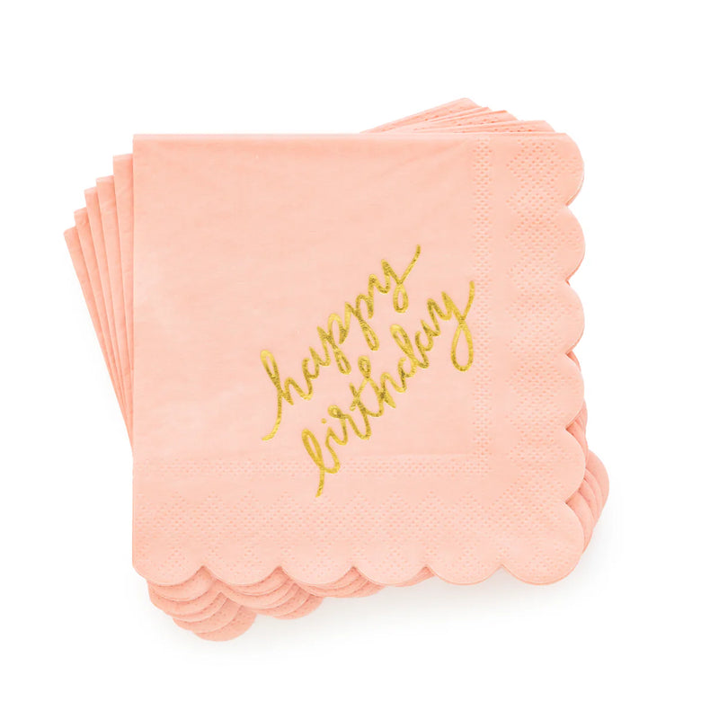 Sugar Paper Cocktail Napkins, Pink Happy Birthday