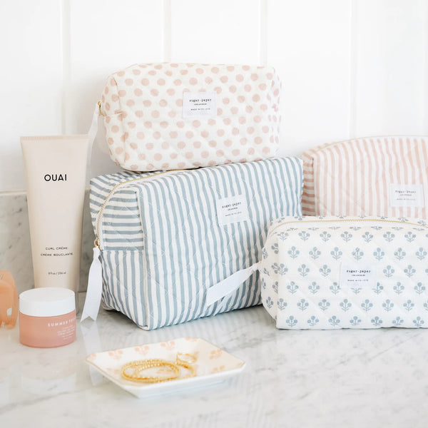 Sugar Paper Large Cosmetic Pouch, Blue Stripe