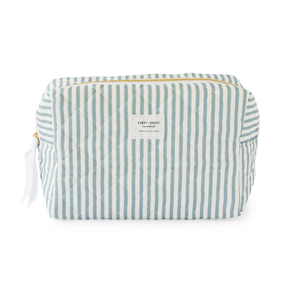 Sugar Paper Large Cosmetic Pouch, Blue Stripe