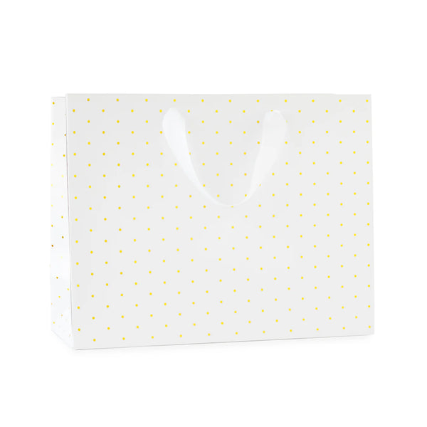 Sugar Paper Large Gold Swiss Dot Gift Bag