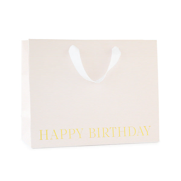 Sugar Paper Large Rose Pinstripe HappyBirthday Gift Bag