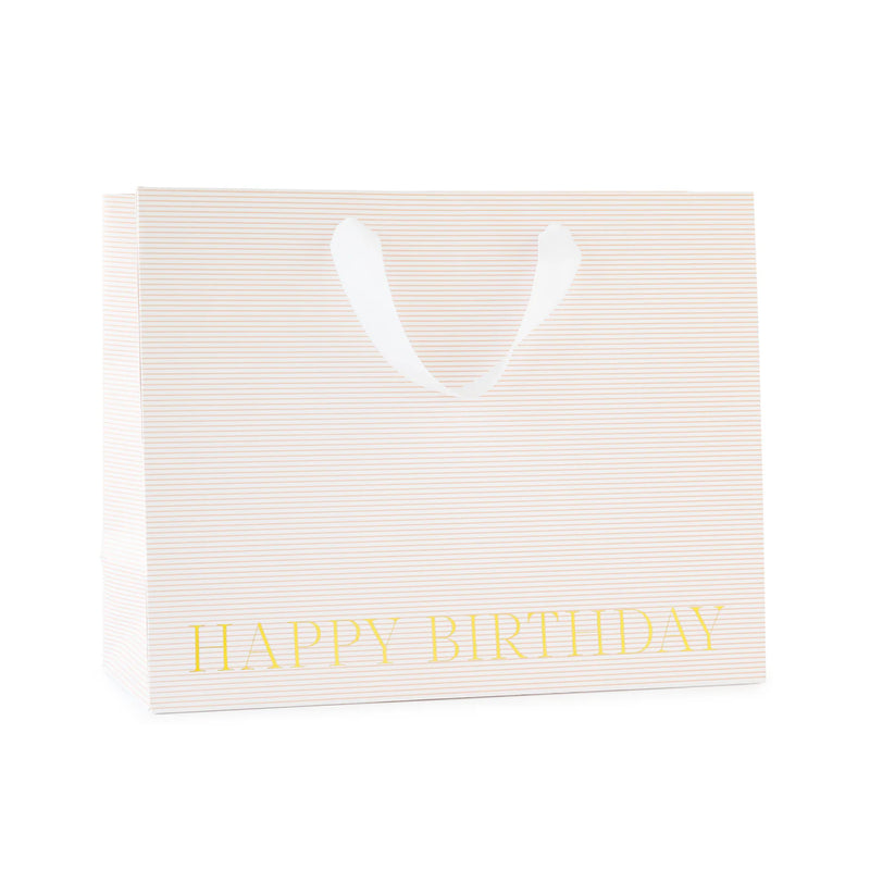 Sugar Paper Large Rose Pinstripe HappyBirthday Gift Bag