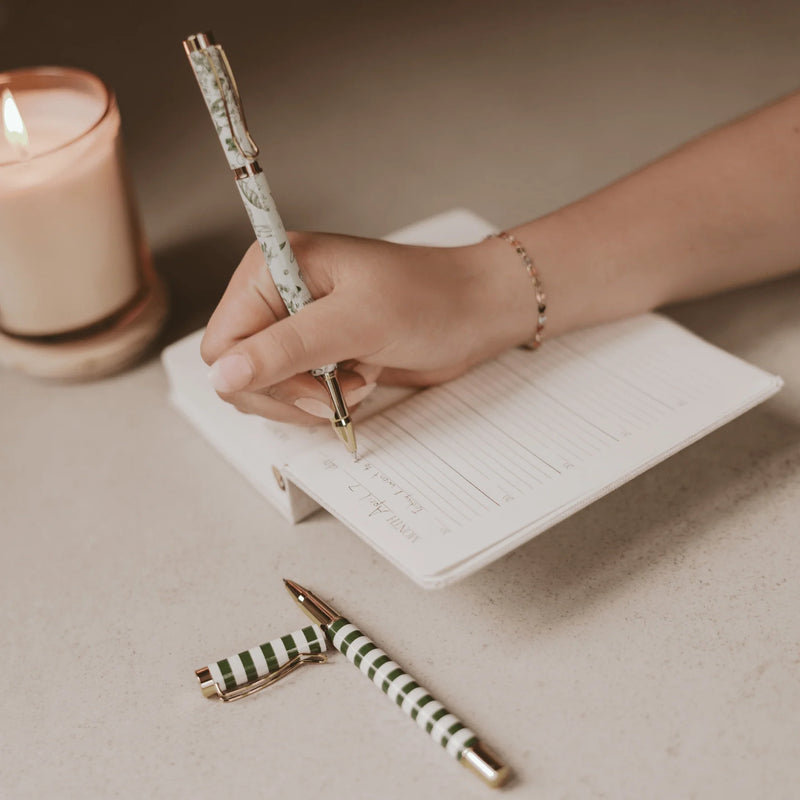 Sweet Water Decor Green Floral Pen Set