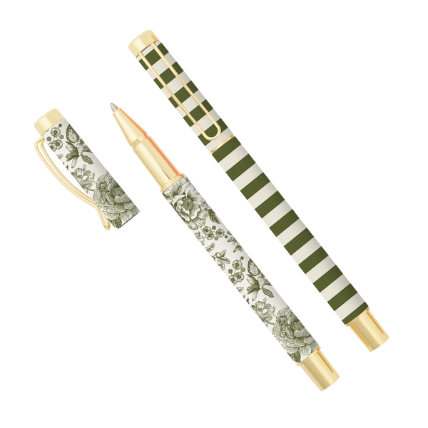 Sweet Water Decor Green Floral Pen Set