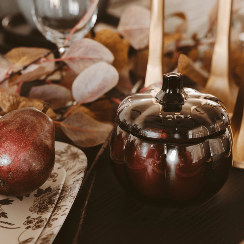 Sweet Water Decor Hello Fall Soy Candle - Amber Glass Pumpkin Jar - 20 oz