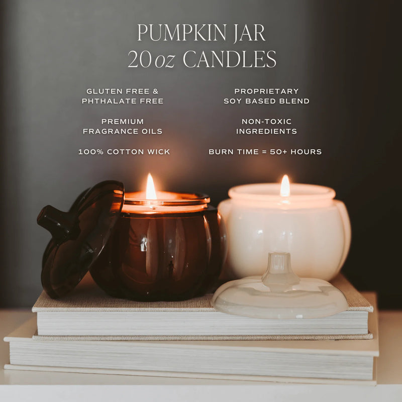 Sweet Water Decor Hello Fall Soy Candle - Amber Glass Pumpkin Jar - 20 oz