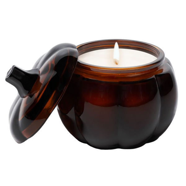 Sweet Water Decor Hello Fall Soy Candle - Amber Glass Pumpkin Jar - 20 oz