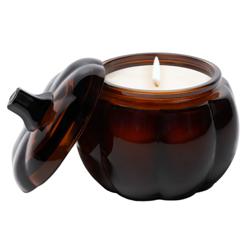 Sweet Water Decor Hello Fall Soy Candle - Amber Glass Pumpkin Jar - 20 oz