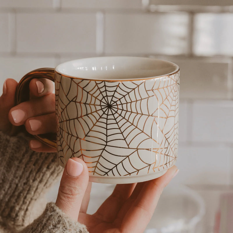 Sweet Water Decor Spiderwebs 14oz. Gold Handle Coffee Mug