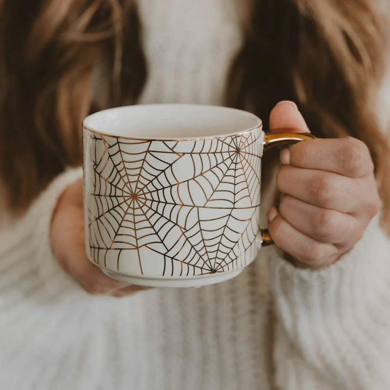 Sweet Water Decor Spiderwebs 14oz. Gold Handle Coffee Mug
