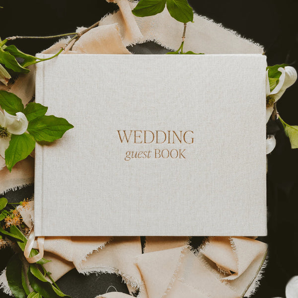 Sweet Water Decor Tan Wedding Guestbook