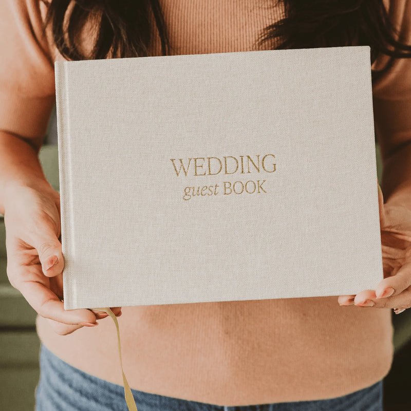 Sweet Water Decor Tan Wedding Guestbook