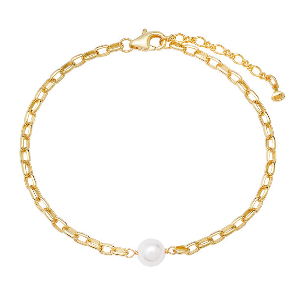 Tai Delicate oval link chain bracelet with pearl accent