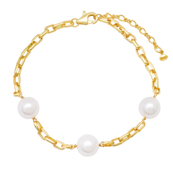 Tai Delicate Oval Link Chain Bracelet with Pearl Stations