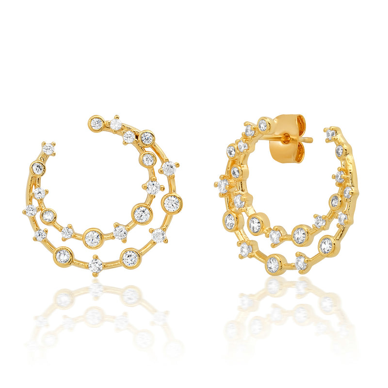 Tai Double row CZ front facing hoop earrings