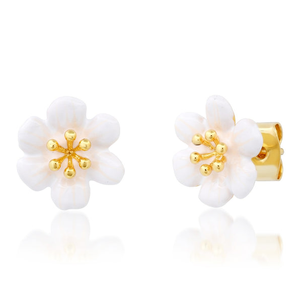 Tai White enamel flower studs - 11mm*11.6mm