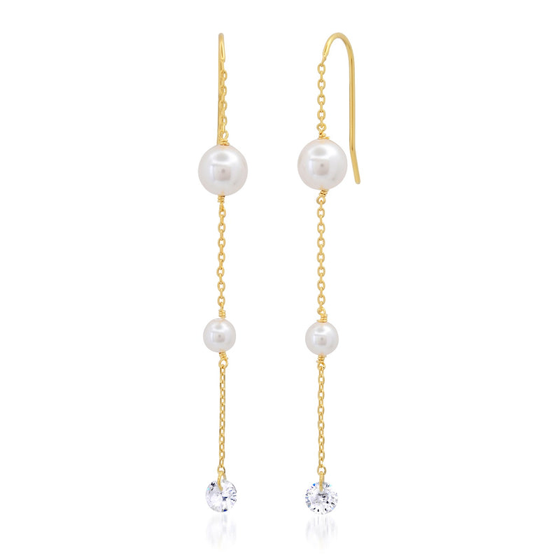 Tai Hook earrings with pearl and CZ drop