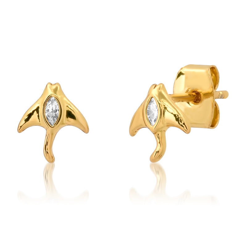 Tai Stingray post earrings with CZ details