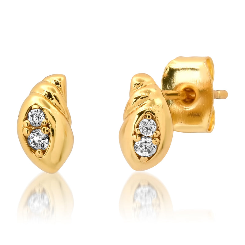 Tai Shell post earrings with CZ details